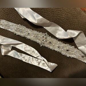 Elegant Light Ivory Beaded Sash Belt